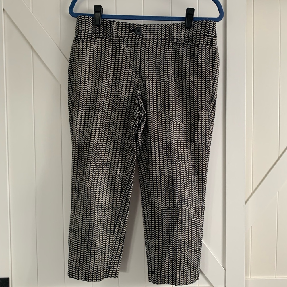Ann Taylor LOFT Original Crop Pants Black & Tan Print Size 4P 4 Petite Office